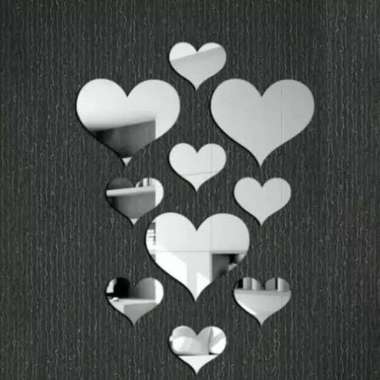 Stiker Hiasan Dinding cermin love kecil isi 10/ Dekorasi Dinding Cermin Akrilik LOVE kecil banyak ti