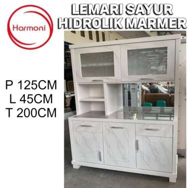 LEMARI SAYUR KAYU 3 PINTU HIDROLIK LEMARI PIRING 3 PINTU KAYU RAK PIRING KAYU 3 PINTU HIDROLIK MARME