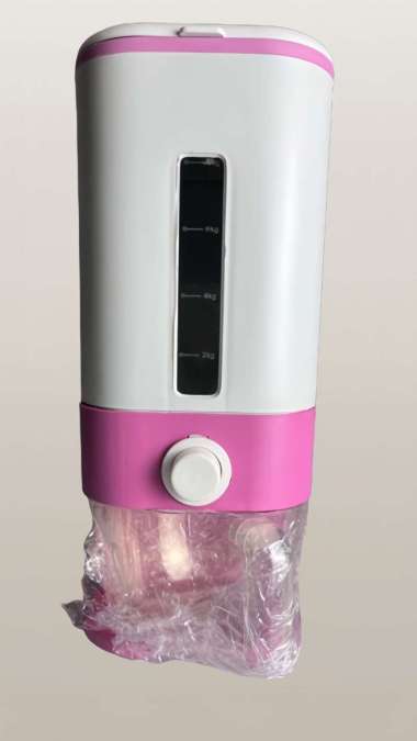 Dispenser Tempat Simpan Beras Otomatis 12L 12 Liter 12KG Rice Box Pink
