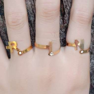 Cincin Wanita Inisial Huruf Lapis Emas Cincin Fashion Cincin Nama Cincin Murah Cincin Keren Cantik