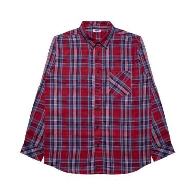M231 Kemeja Pria Yarn Dyed Double Face Kotak Panjang Merah 3067 M