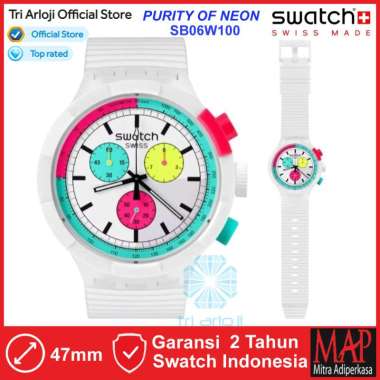 SWATCH SB06W100 PURITY OF NEON Jam Tangan Unisex Analog Chrono Original Swiss Made