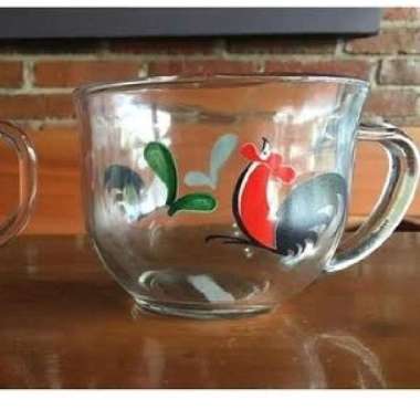Cangkir Ayam Kaca Bening Gagang Gelas Ayam Cangkir Teh Tea Kopi Panas