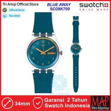 SWATCH SO28K700 BLUE AWAY Jam Tangan Wanita Analog Original Swiss Made