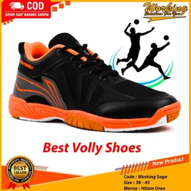 Working Sepatu Pria Volly Working Saga 38 HITAM OREN