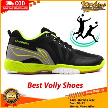 Working Sepatu Pria Volly Working Saga 39 HITAM HIJAU