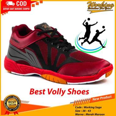 Working Sepatu Pria Volly Working Saga 40 MERAH MAROON