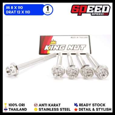 Baut M 8 x 110 Drat 12 x 110 Silver Baut Probolt Thailand Stainless Steel King Nut