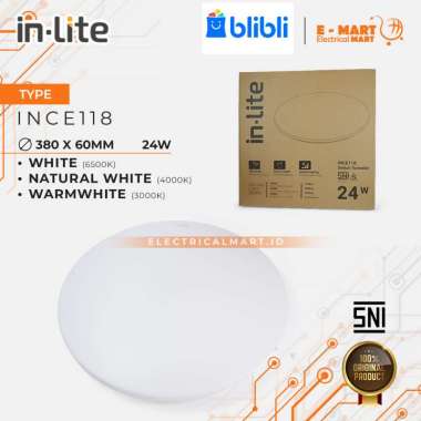 INLITE Kap Baret Plafon LED Ceiling Lamp 24W Bulat Outbow 3 warna