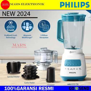 BLENDER PHILIPS HR-2223 / 70 - SAMBAL MAKER - 4 IN 1 - GARANSI RESMI - MOTOR THERMO SENSOR - HR 2223
