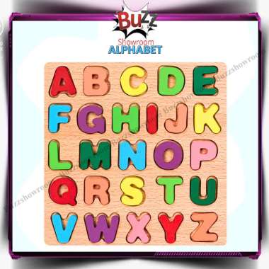Puzzle Kayu 3D Huruf Angka Wooden Mainan Edukasi Anak Blok Montessori Geometri Alphabet