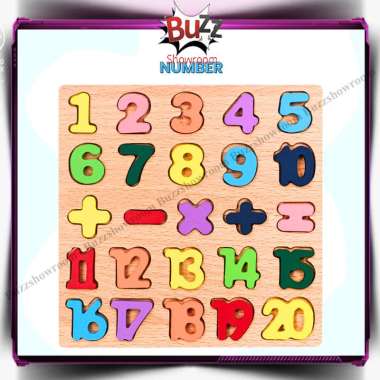 Puzzle Kayu 3D Huruf Angka Wooden Mainan Edukasi Anak Blok Montessori Geometri Number