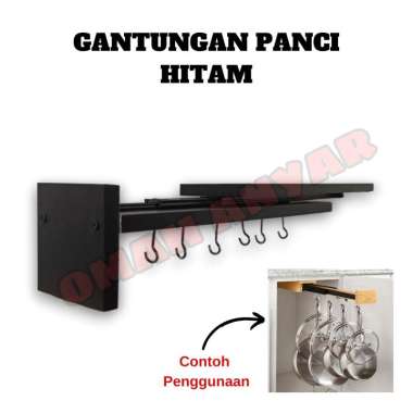 Rel Laci Gantungan Panci Teflon Dapur Kitchen Set Minimalis Pen Hanger Omah Anyar putih