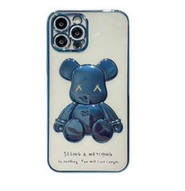 Stiker Hanphone Cute Plating Phone Case With Stand BEAR XX 523-280 Hijau