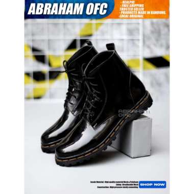 BOSSINDO Sepatu Boots Hitam Mengkilap Casual Pdh Kerja Pria - Wanita 41 Hitam