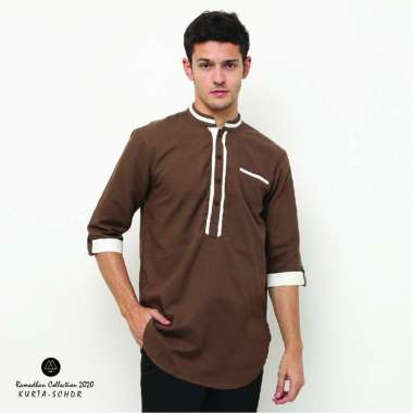AMK Baju Koko Pria Kurta KK Kurta schdr 3/4 Coklat XXL