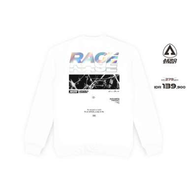 Aerostreet Crewneck Rage Putih Sweater Sweatshirt BADAA XXL