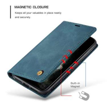 Case leather flip Oppo Reno 7z 8z 8 8Pro Pro 5G Z Casing Dompet Kulit Sintetis Biru RENO 8Z