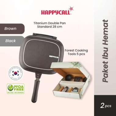 Happycall Double Pan Titanium Standard 28cm & Forest Cooking Tools - Set Alat Masak