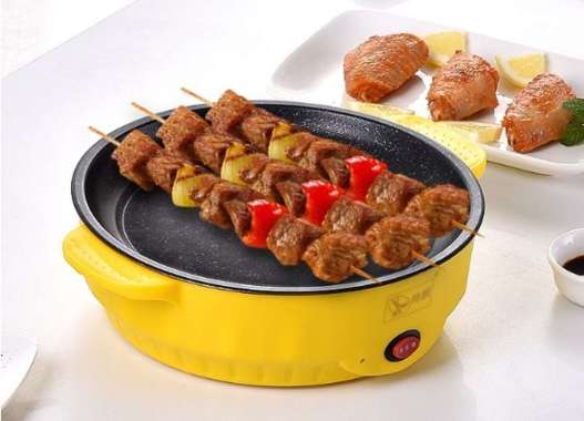 Grill Pan Panggangan BBQ Sosis Steak Sate Portable Listrik Korean Pan
