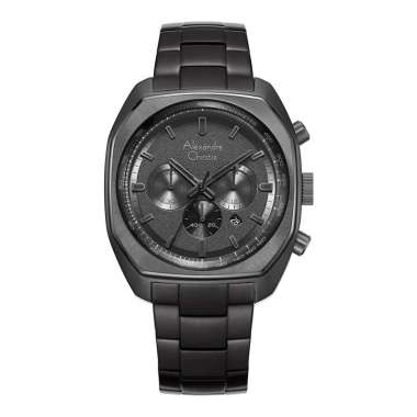 Jam Tangan Pria Alexandre Christie Chronograph AC 6666 MCBEPBA Men Black Stainless Steel Strap + Ext