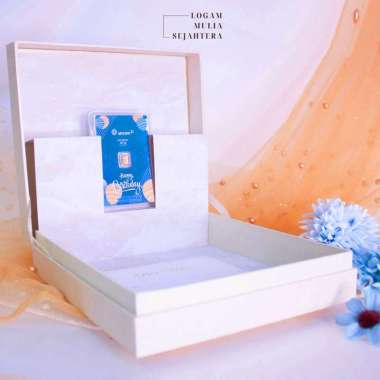 POP UP GIFT/HADIAH LOGAM MULIA BIRTHDAY BLUE 0,1 GRAM ANTAM