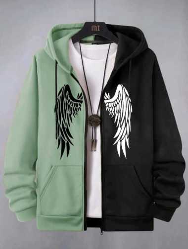 GERALD- Baju Fashion Atasan Jaket Hoodie Angel Wings Lengan Panjang Pria Wanita Terbaru Sage M-L