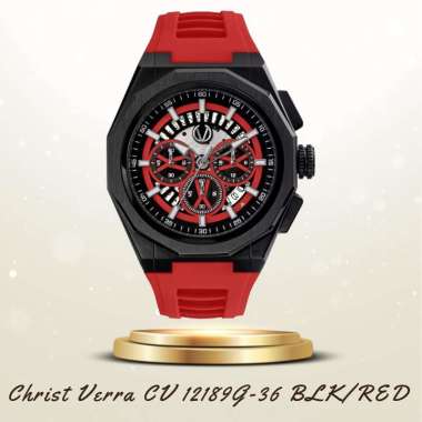 Christ Verra CV 12189G-36 BLK/RED Jam Tangan Pria Original