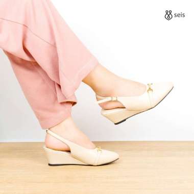 Supervice Sharon Mules Heels Wanita | Wedges tali wanita 39 CREAM