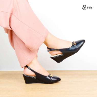 Supervice Sharon Mules Heels Wanita | Wedges tali wanita 40 BLACK