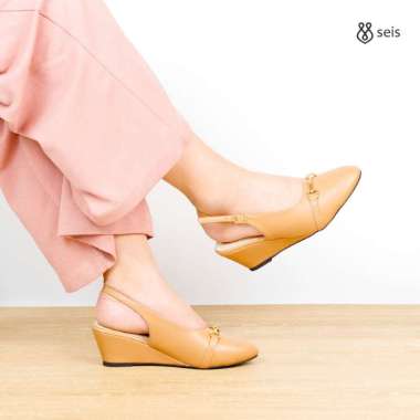 Supervice Sharon Mules Heels Wanita | Wedges tali wanita 37 MOCCA