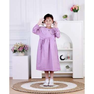 Dungdungkids Midi Dress Izzati Katun 3 - 10 Tahun XL Ungu