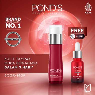 Ponds Age Miracle Serum +Glowing Serum With Retinol & Niacinamide 30Ml Free Ponds Age Miracle Night 