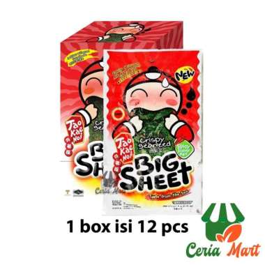 Snack Rumput Laut Tao Kae Noi Spicy Pedas Big Sheet 1 Box isi 12 pcs