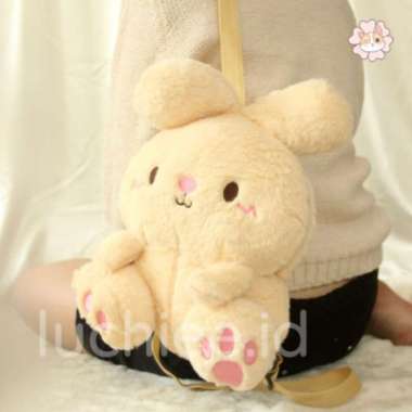 TAS RANSEL GENDONG ANAK PEREMPUAN BONEKA KELINCI RABBIT LUCU HALUS SNI - Cream Cream