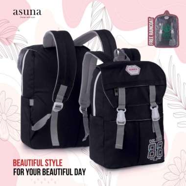 Tas Backpack Sekolah Anak Cewek Ransel Anak Perempuan Lucu SD SMP SMA - Merah Hitam