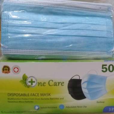 Masker Disposable Nonmedis One Care Onecare Earloop / Headloop Hijab nonhijab biru