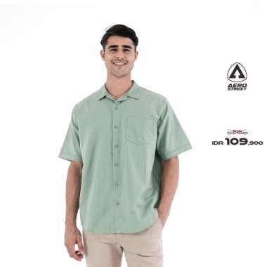 Aerostreet Kemeja Linen Look Savero Sage Green Man QHBAA XL
