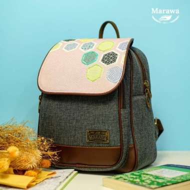 Tas Backpack mini wanita tablet 11 inch etnik by Marawa Binar Series - Hexa