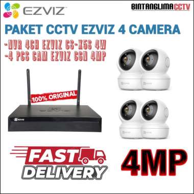 PAKET 4 KAMERA EZVIZ C6N 4MP 2K NVR X5S 4 CHNNEL EZVIZ PLUS 1TB