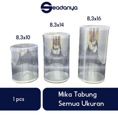 Mika Tabung Bening Semua Ukuran -Toples Kue Kering/Cake/Makanan/Jajan/Cemilan/Bungkus Souvenir/ 8,3x