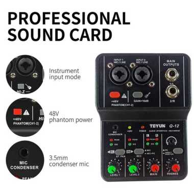 Teyun Sound Card USB Mini Portable 2 Way Driver Free Mixer