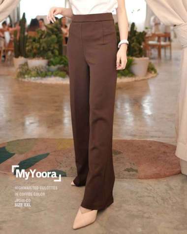 MyYoora HighWaisted HW Culottes Pants Big Size Celana Kulot JP346 - Coffe, XXL XXL Coffe