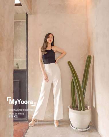MyYoora HighWaisted HW Culottes Pants Big Size Celana Kulot JP346 - Coffe, XXL XXXL White