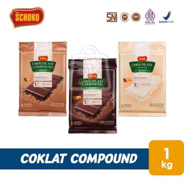 Cokelat Batang Coklat Compound SCHOKO Premium Chocolate Block For Baking (1 kg) Greentea Compound
