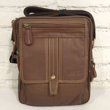 Tas selempang kulit pria levis h001b - Cokelat Cokelat