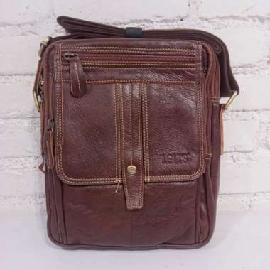 Tas selempang kulit pria levis h001b - Cokelat coklat tua