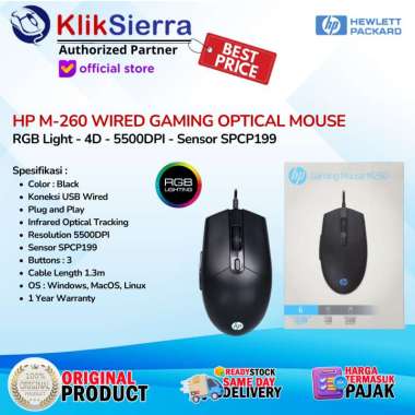 Mouse Gaming Terlaris HP M260 - 6400DPI RGB 6Button Macro Mouse - Black