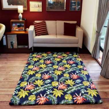 Kasur Lantai Resleting 200x150cm Kasur Karpet Isi Busa Kuning Motif Bu LP 200x150x3cm Fadana