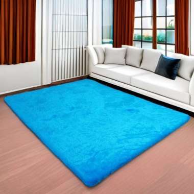 Karpet bulu rasfur 120x100x2.5cm LP biru laut